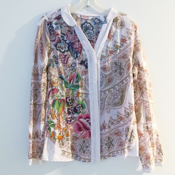 Desigual Tops - DESIGUAL FLORAL FESTIVAL BOHO SHIRT TOP EUC MEDIUM